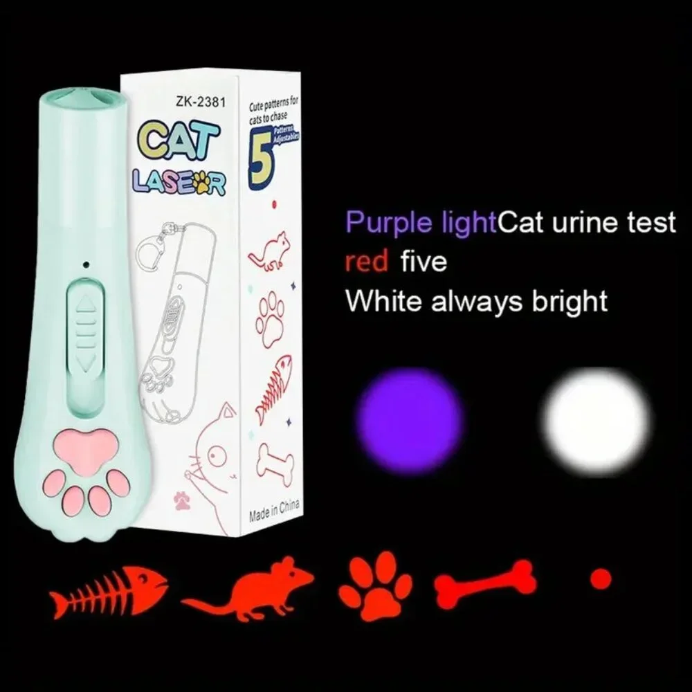 Interactive USB Rechargeable Cat Teaser Wand – Multi-Pattern Laser Light Toy